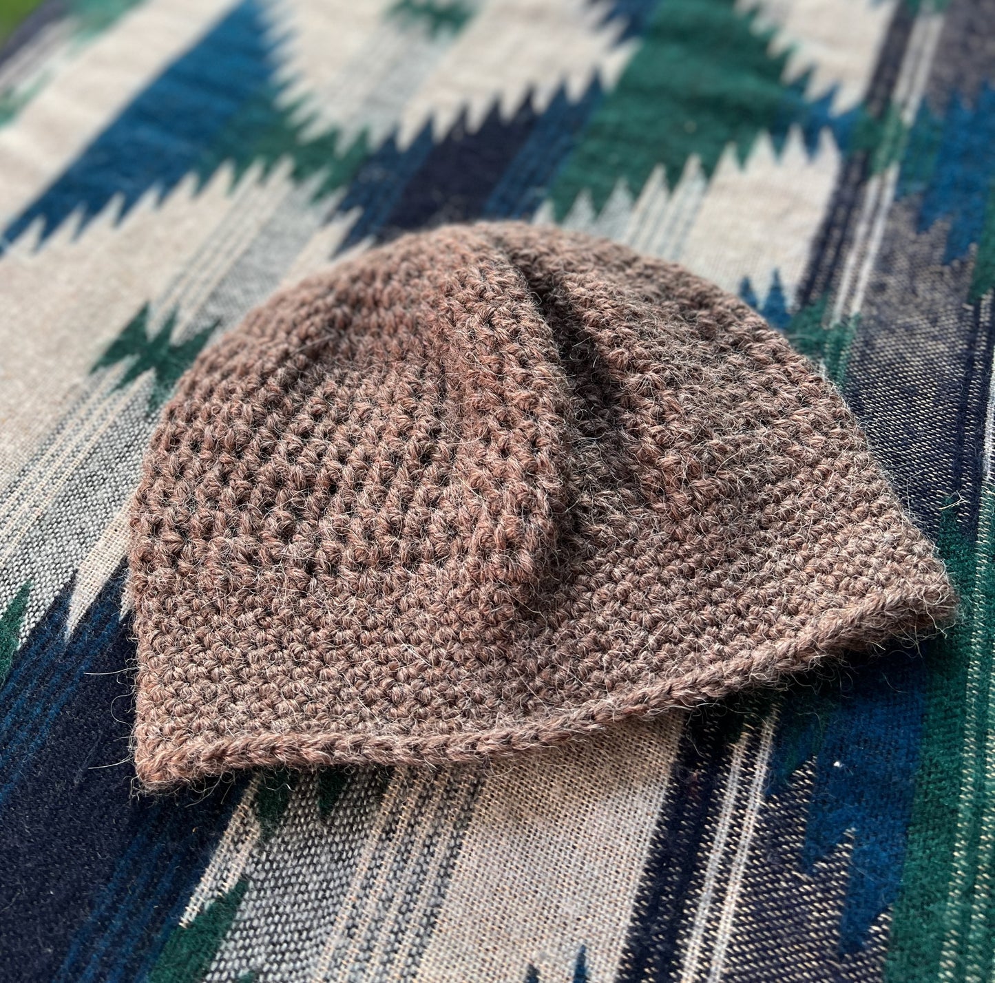 Ethnic Soul Collective almond frost crochet beret style slouchy beanie hand crocheted 44cm circumference 20cm height