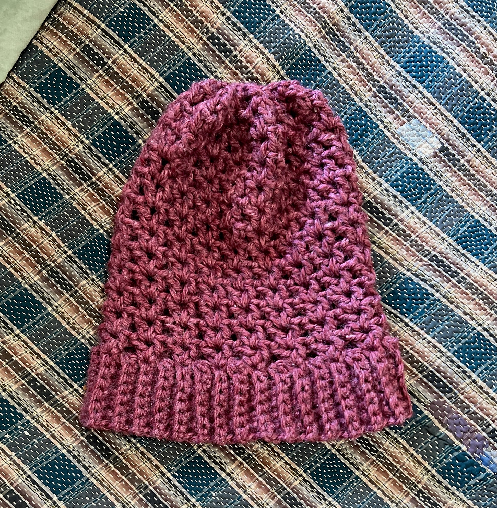 Ethnic Soul Collective extra large chunky slouchy beanie hand crocheted recycled fibre rose taupe 66cm circumference 35cm height