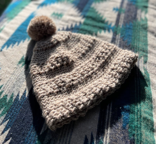 Ethnic Soul Collective hand crocheted grey slouchy beanie 100 percent natural fibre with pompom 52cm circumference 27cm length