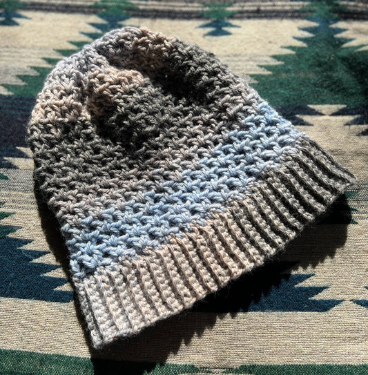 Ethnic Soul Collective multi coloured slouchy beanie hand crocheted 56cm circumference 30cm height