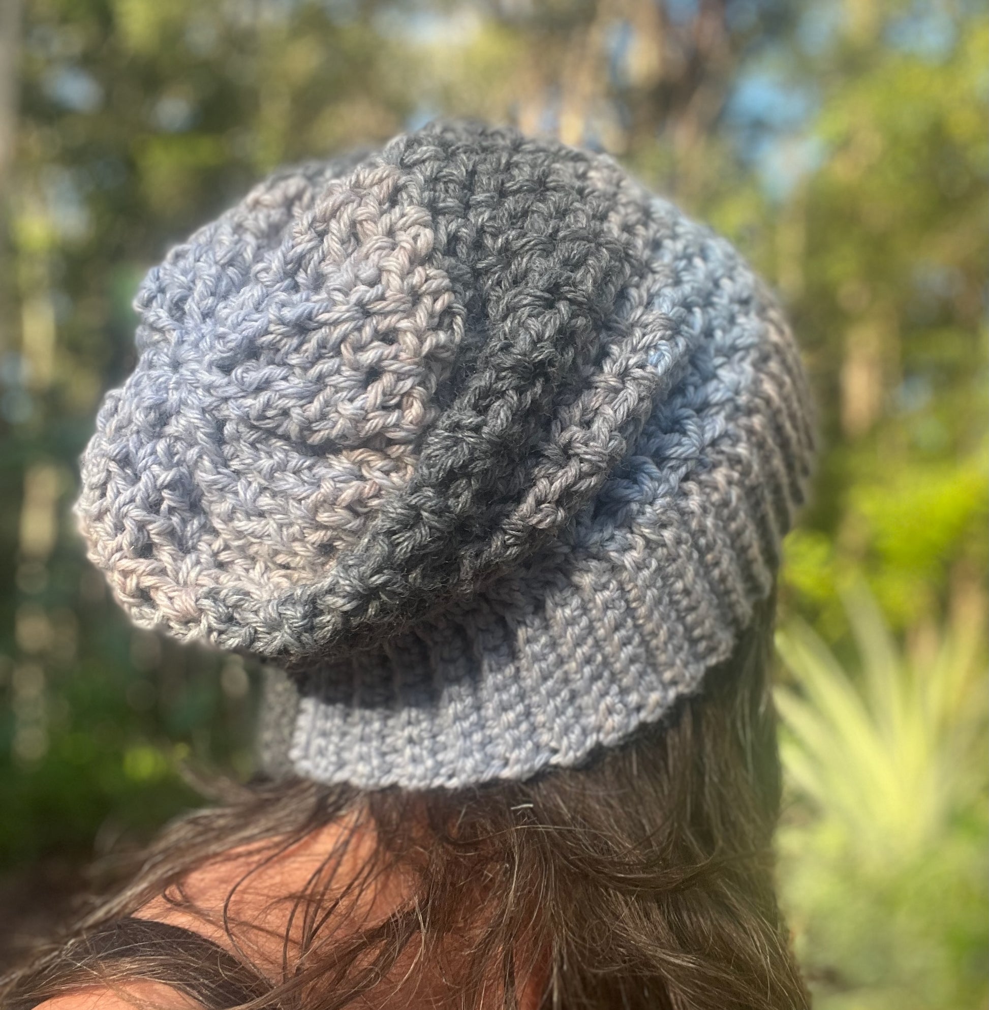 Ethnic Soul Collective multi coloured slouchy beanie hand crocheted 56cm circumference 30cm height